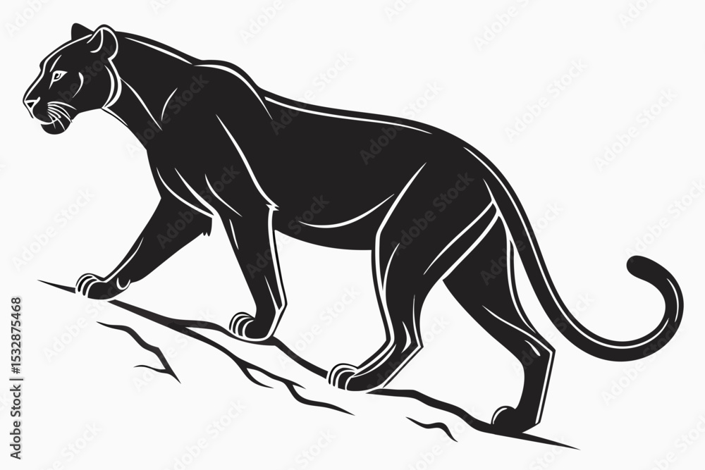 Fototapeta premium leopard sihouette black vector