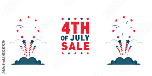 Celebrate 4th of July with patriotic fireworks sale for summer fun on white
