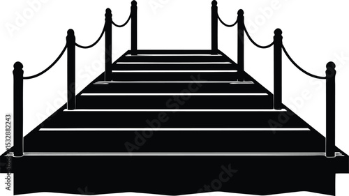 Silhouette of a Floating Dock with Railings and Ropes Marina Pier