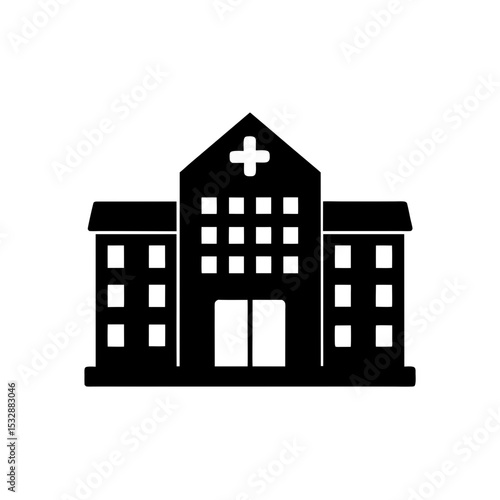 hospital building icon on white background  .svg