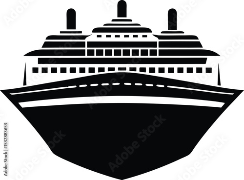 Silhouette of a Passenger Cruise Ship with Lifeboats Ocean Liner