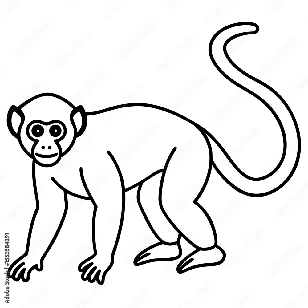Obraz premium Minimalist Spider Monkey Line Art on White Background