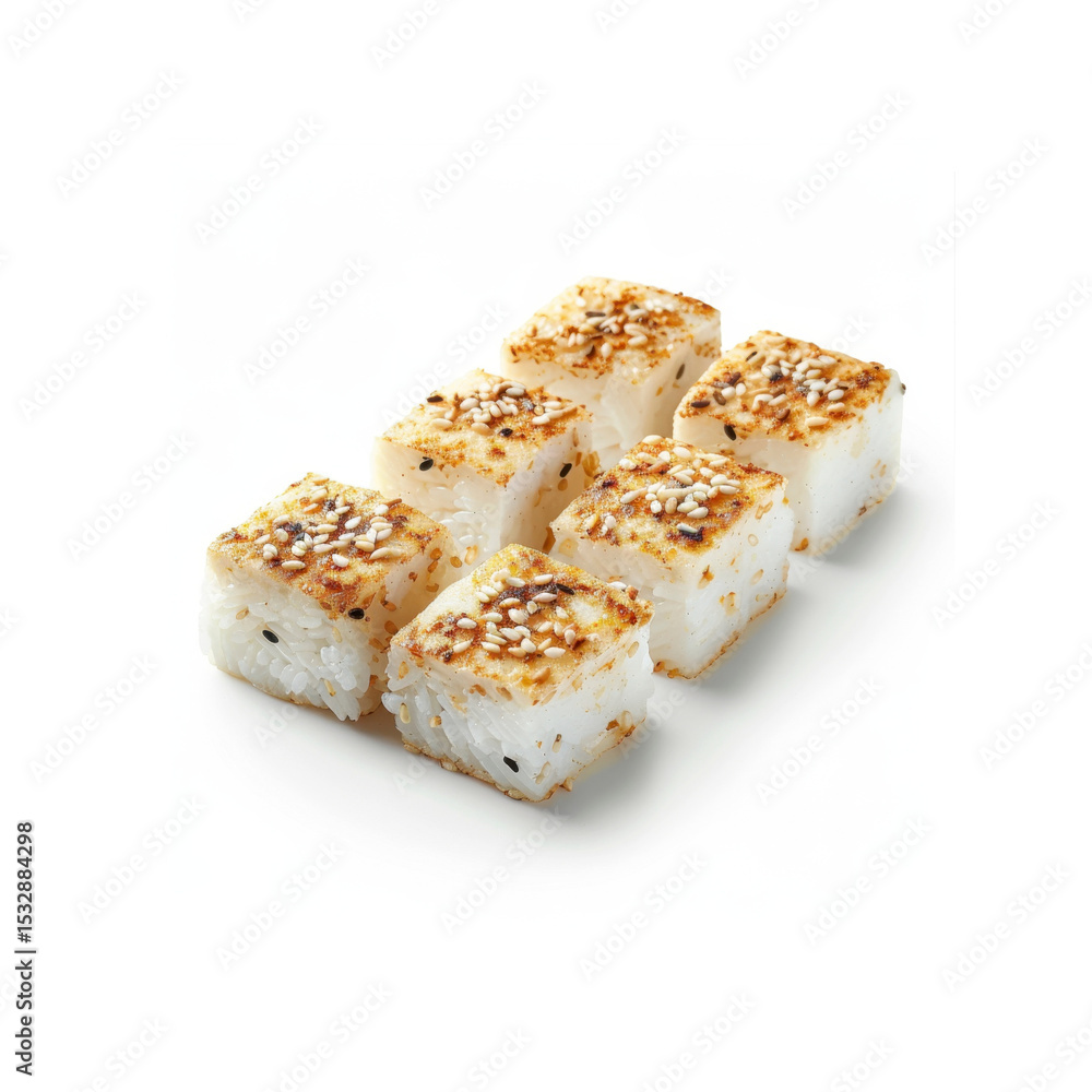 Six Pieces of Delicious Sesame-Topped Sushi Six Pieces of Delicious Sesame-Topped Sushi
