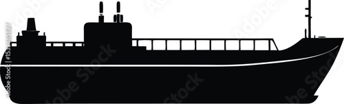 Silhouette of an Oil Tanker with Rounded Hull Side Profile Crude Carrier