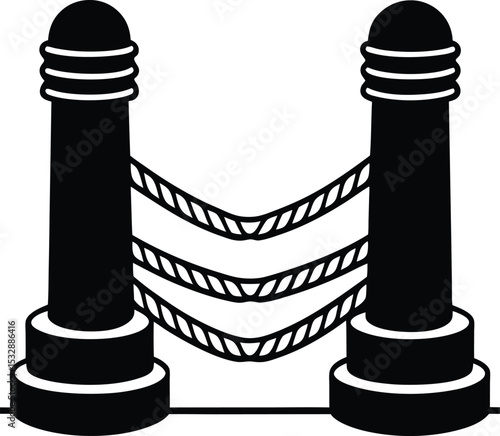 Silhouette of Port Bollards with Mooring Lines Berth Equipment