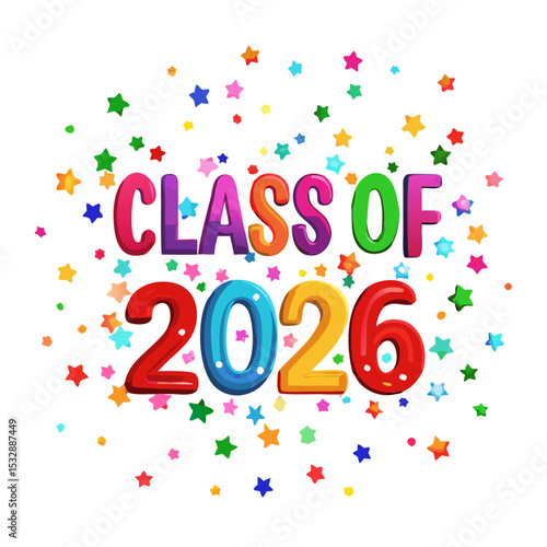 Class of 2026 colorful design element with stars