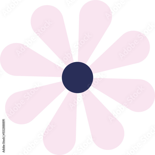 Fototapeta Naklejka Na Ścianę i Meble -  Daisy-like icon is showing dark navy center and pink petals in flat style on transparent background
