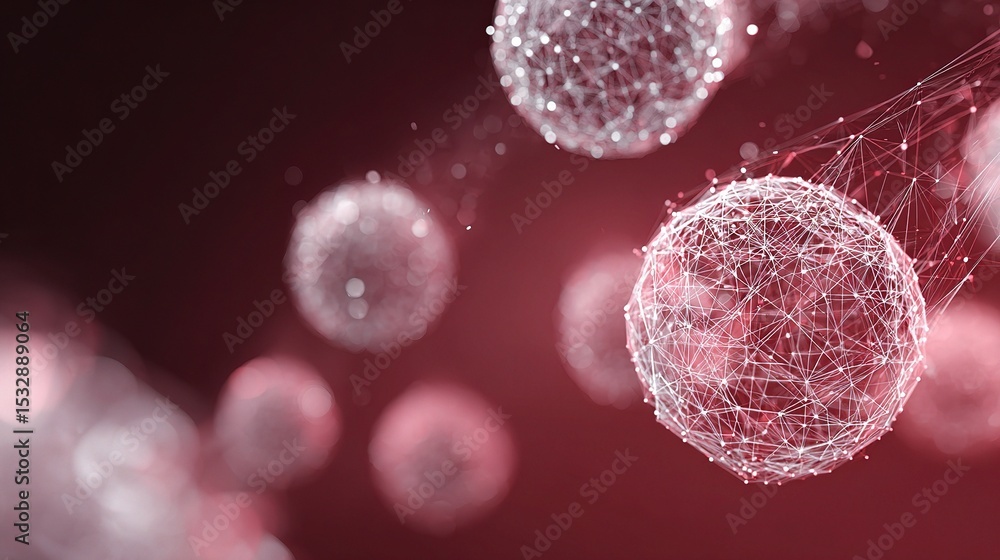 Fototapeta premium Abstract Background with Floating 3D Wireframe Spheres and Technology Theme