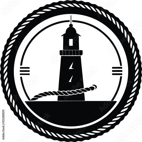 Silhouette of a Knot Icon in Badge Form Cordage Emblem