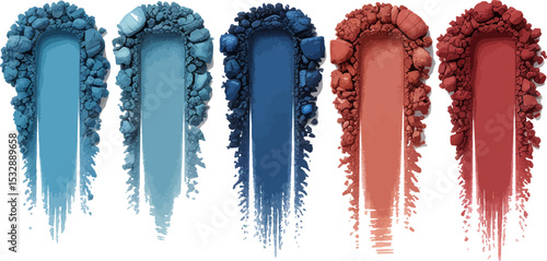 Eye shadow palette swatches beauty product makeup cosmetic blue red orange colors pigment powder texture 100 editable stock vector illustration