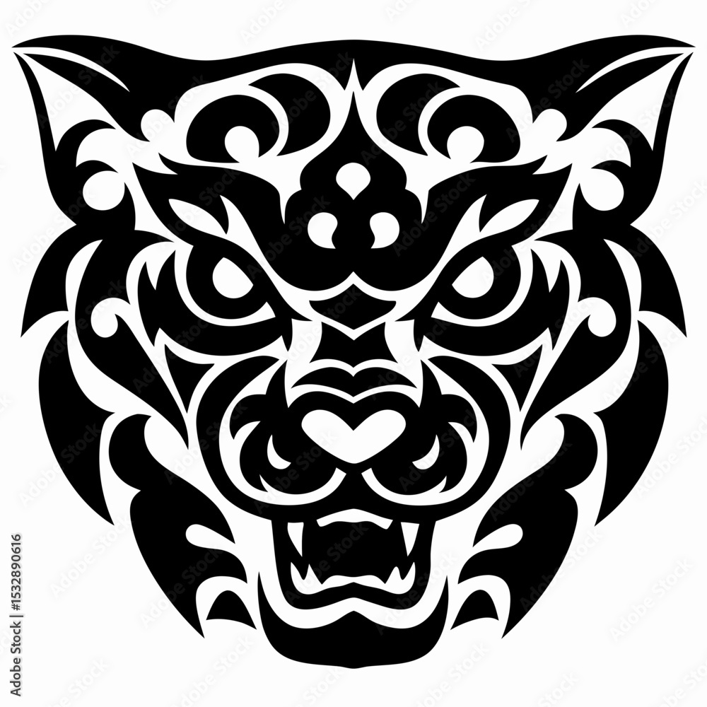 Fototapeta premium Tribal Tattoo Style Leopard Head Design