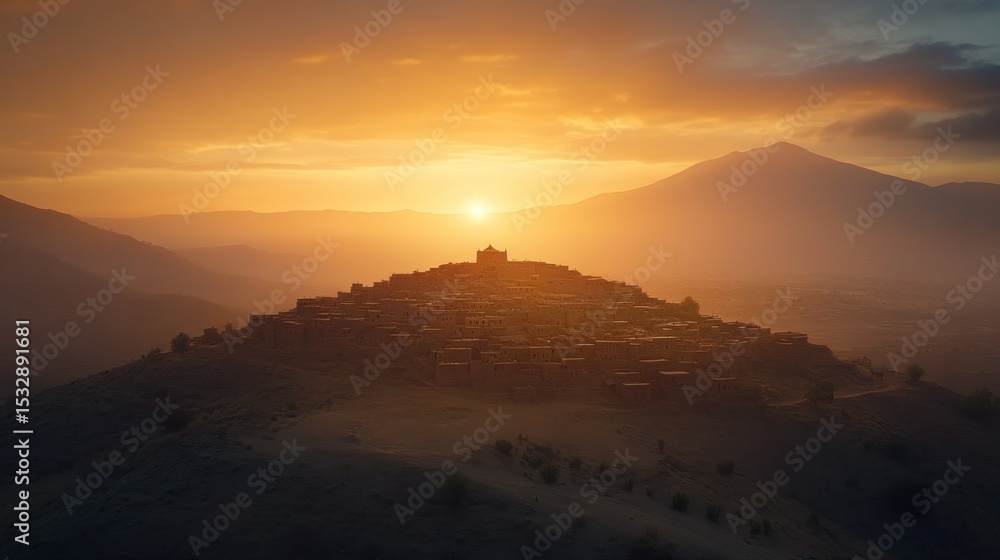 Obraz premium Sunrise over mountain village