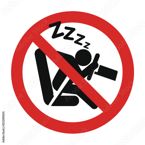 No Sleeping While Driving Icon – Driver Alert Warning Sign