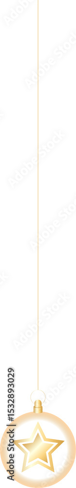 Obraz premium Gold star pendant is floating in flat design on transparent background, with chain and round frame