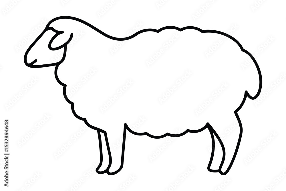 Simple line art drawing of a fluffy sheep Simple line art drawing of a fluffy sheep