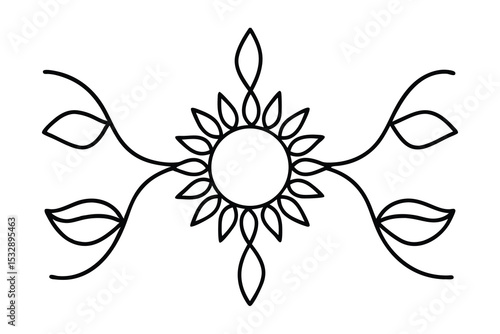 Elegant line-art floral design element sun flower mandala