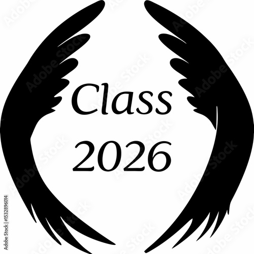Class of 2026 graduation wings design black and white