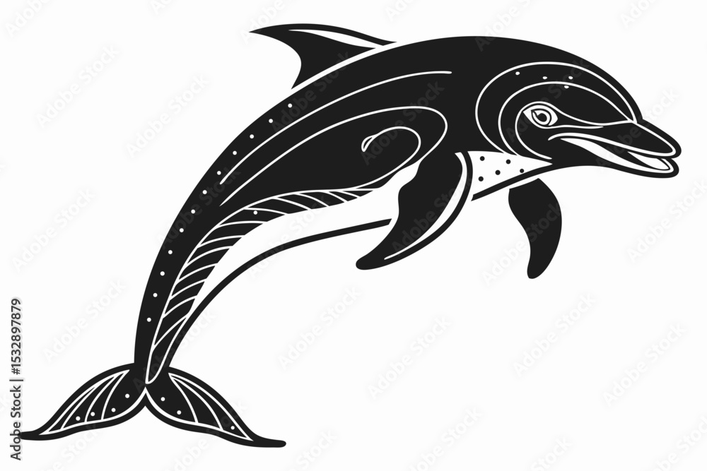 Naklejka premium porpoise sihouette black vector