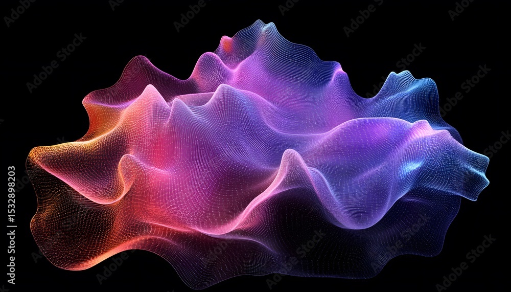 Obraz premium Abstract multicolored, textured form with a mesh-like structure.