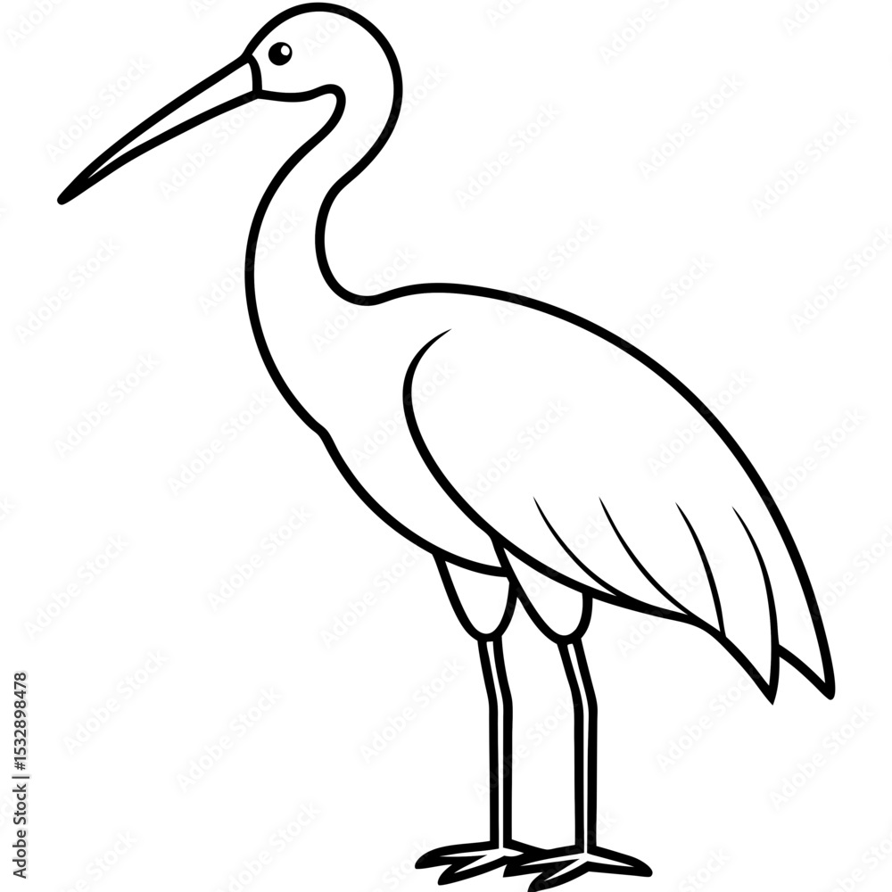 Obraz premium Spoonbill Outline Vector in Simple Line Style
