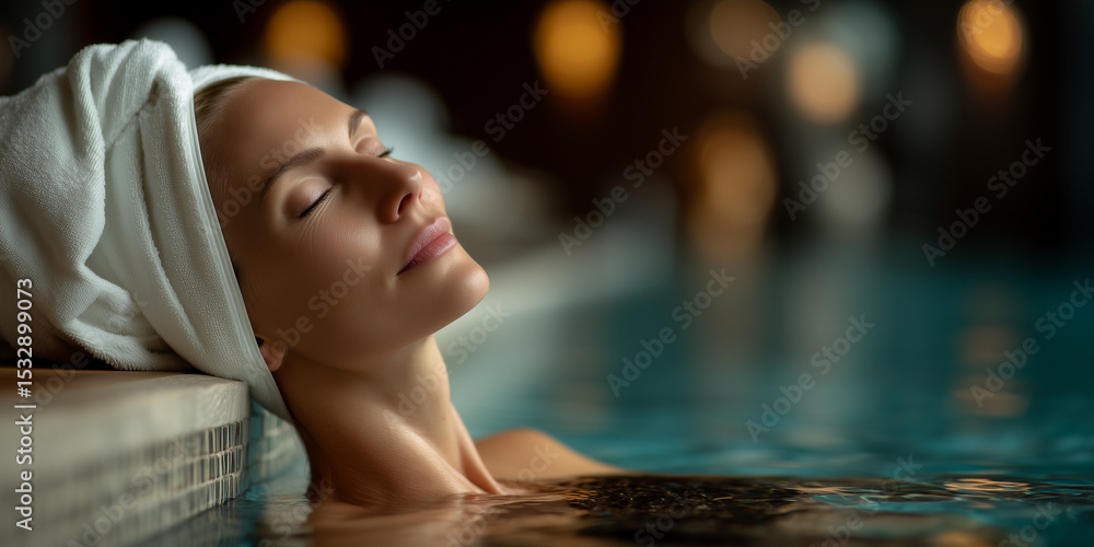 Obraz premium Relaxing by the pool at a health spa