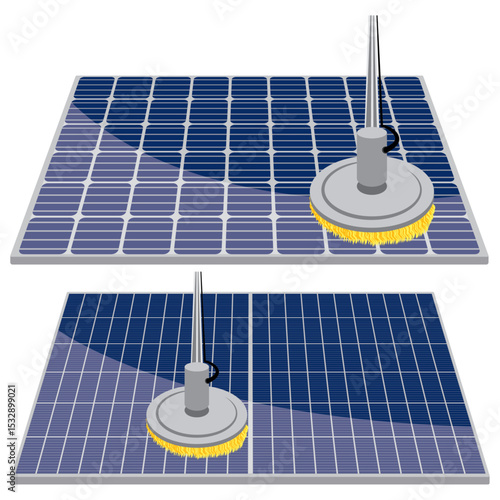 solar panel cleaning vector drawing.