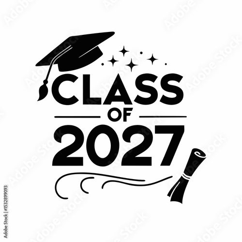 Class of 2027 graduation design black and white