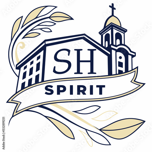 Sacred heart school spirit logo building faith community