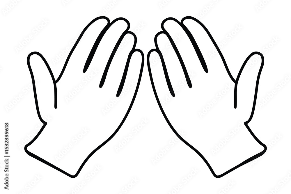 Two hands in prayer position simple line art illustration Two hands in prayer position simple line art illustration