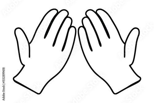 Two hands in prayer position simple line art illustration