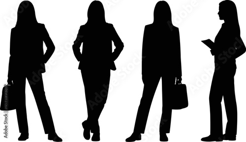 Businesswomen silhouettes vector graphics professional women in suits office workers female leaders icons 100 editable stock vector illustration