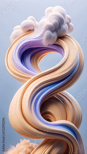 Wallpaper Mural Abstract swirling shape with cream purple and blue colors Torontodigital.ca