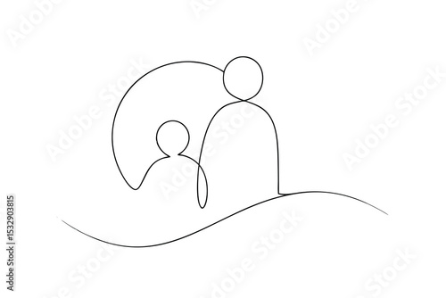 Simple line drawing of two people standing together