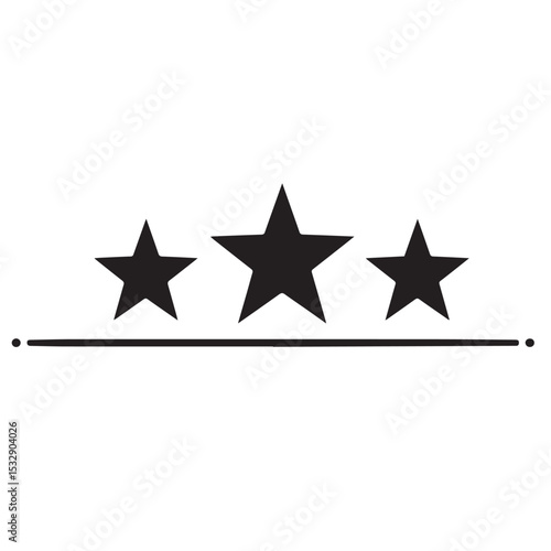 Three black stars with separator line simple rating icon