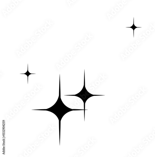 Foto Stylized sparkle icons are floating on transparent background in flat design, co