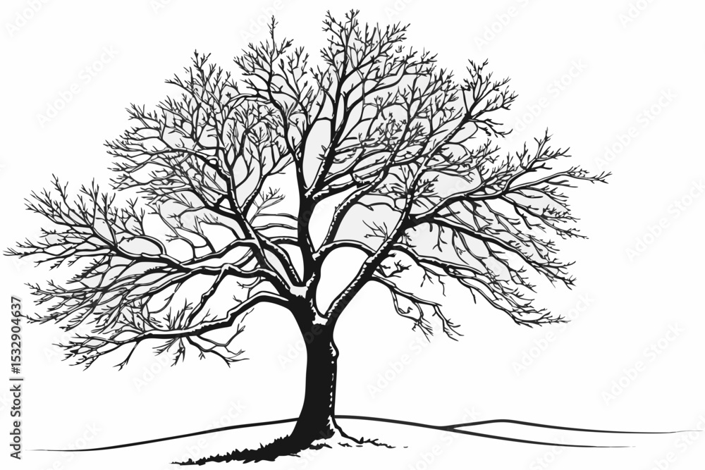 Fototapeta premium Bare winter tree in a snowy landscape