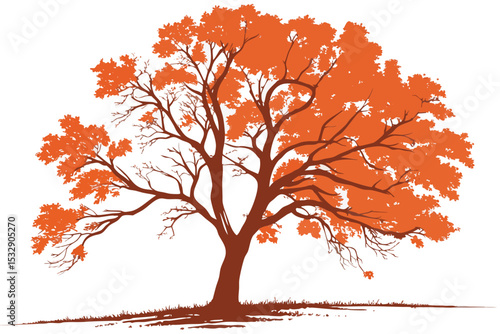Autumn tree silhouette illustration