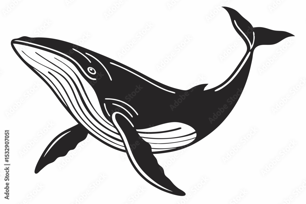 Fototapeta premium whale icon black sihouette vector