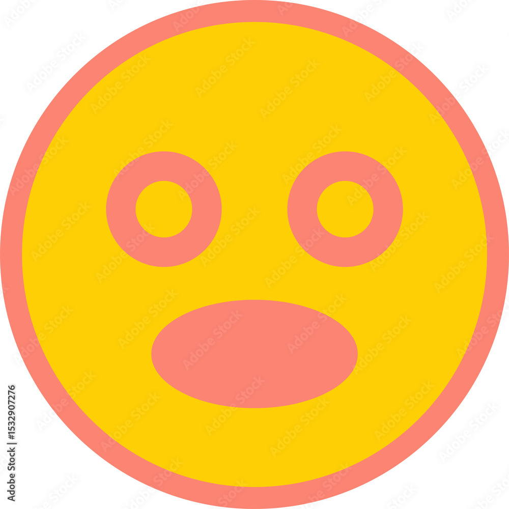 Naklejka premium Cartoon emoticon face is floating on transparent background featuring coral rings and mouth
