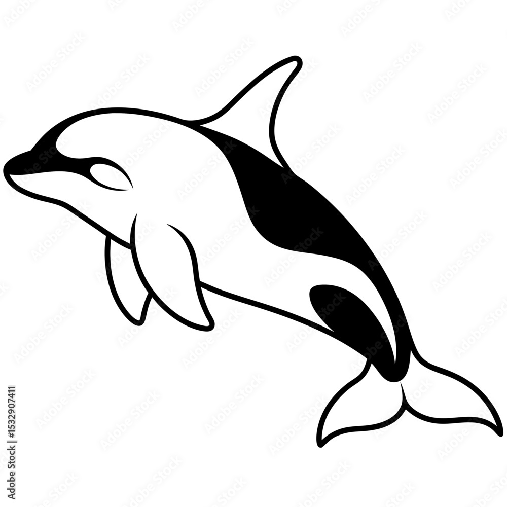 Fototapeta premium Orca Outline line art vector 