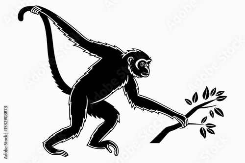 gibbon sihouette black vector