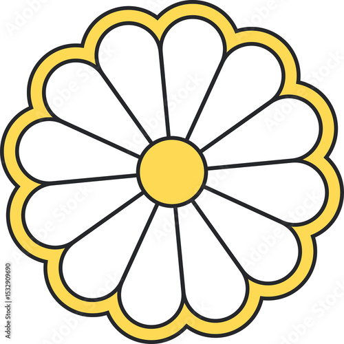 Fototapeta Naklejka Na Ścianę i Meble -  Flat daisy graphic is being shown on transparent background, with white petals and yellow center