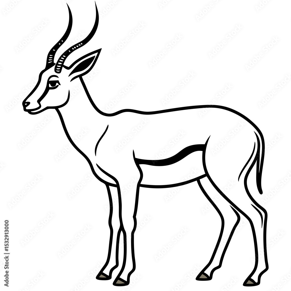 Fototapeta premium Springbok Outline Vector in Clean Minimal Style