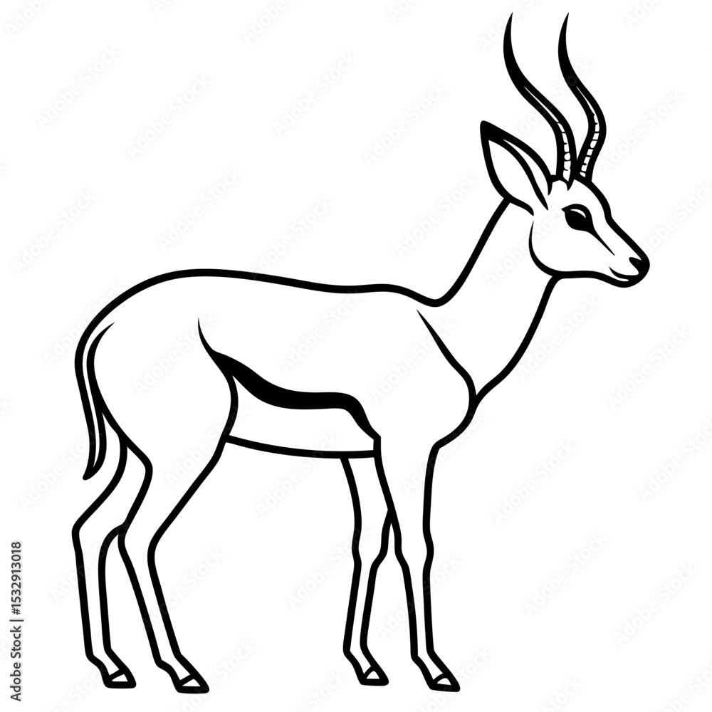 Obraz premium Springbok Outline Vector in Clean Minimal Style