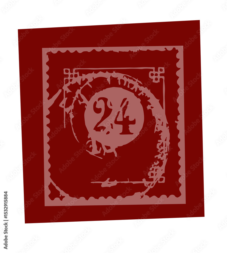 Flat stamp-inspired emblem is showcasing scalloped border and central 24 on transparent background Flat stamp-inspired emblem is showcasing scalloped border and central 24 on transparent background