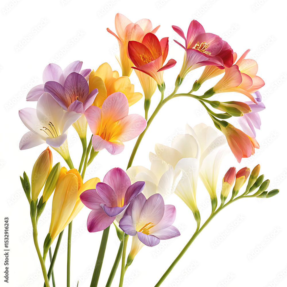 Fototapeta premium bouquet of pink flowers isolated on white background
