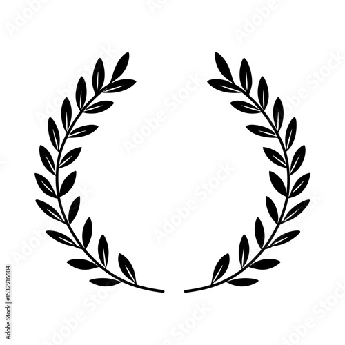 Black laurel wreath icon isolated on white background for funerals  