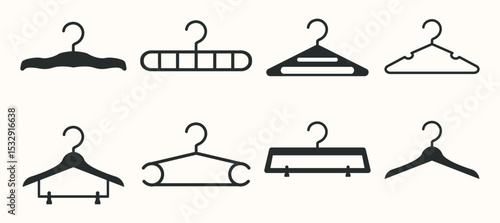set of coathanger logo line art vector illustration concept template icon design, collection of hanger and clamp with various model symbol concept vector illustration logo design