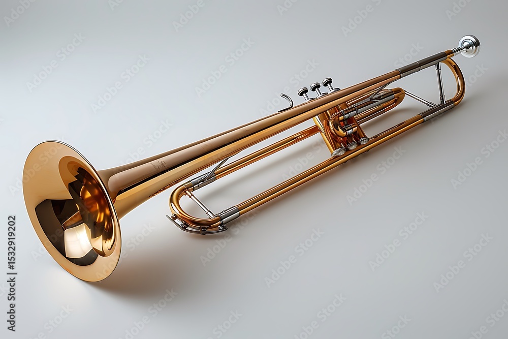 Obraz premium Brass wind instrument trumpet isolated layout high resolution picture