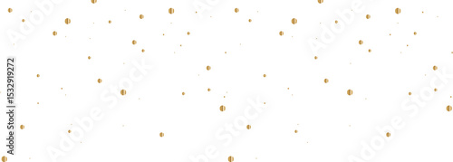 Flat design pattern is showing floating gold circles and dots on transparent background